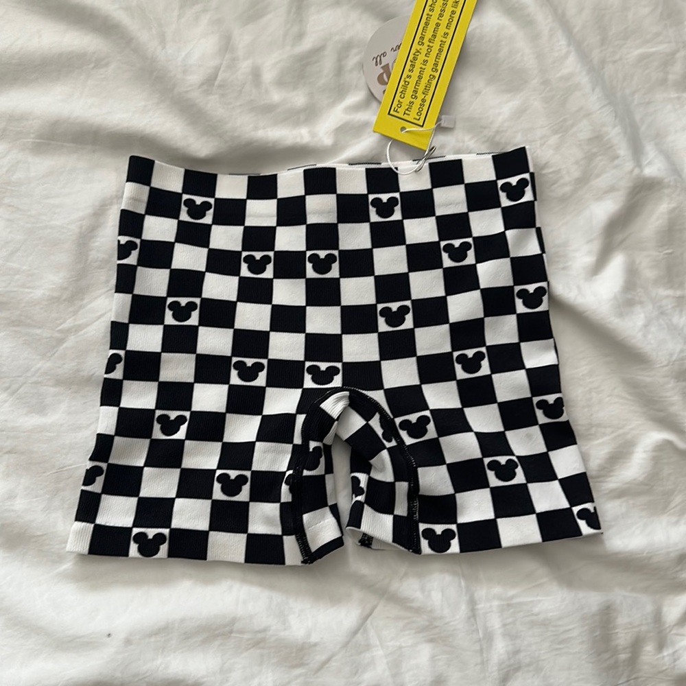 Checkered Mickey Mouse biker shorts
